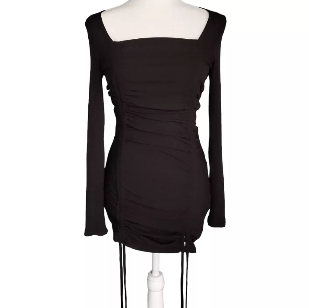 Vintage Y2K Black Adjustable Ruched Dress - small